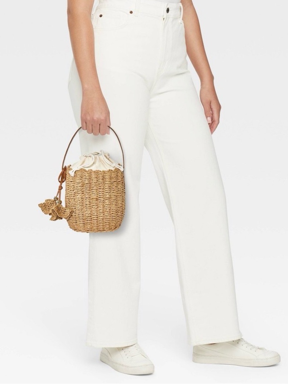 Universal Thread Straw Drawstring Bucket Bag - Picture 8 of 11